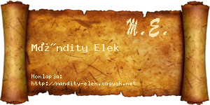 Mándity Elek névjegykártya